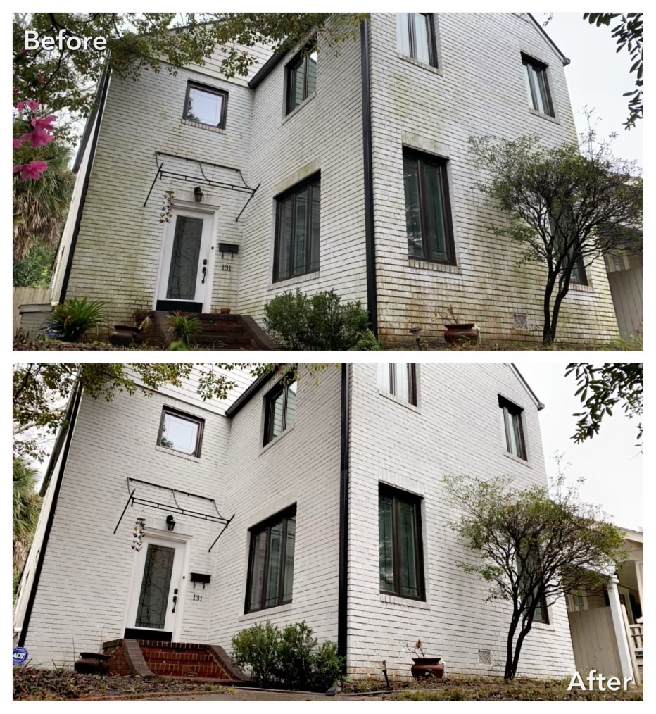 White house soft wash display by pressure washing service in Columbia County, NY