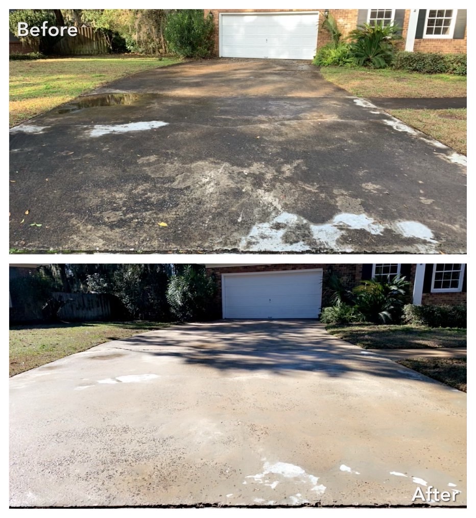 image shows griffin power washing surface cleaning a driveway in Cambridge, NY