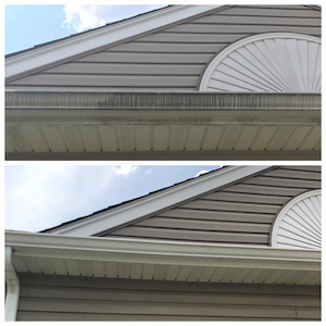 Gutter cleaning by pressure washing service display shown in Greenwich, NY