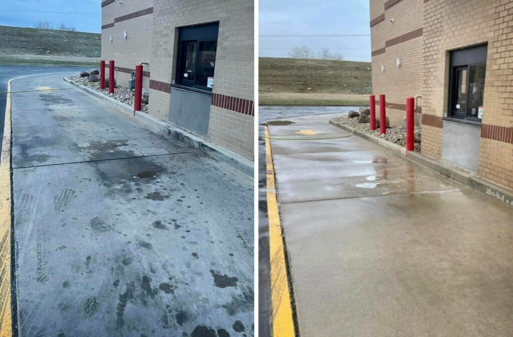 Image shows Drive-thru concrete cleaning service in Brunswick, NY