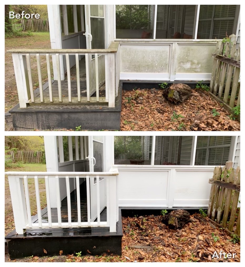 East Greenbush, NY before and after house wash for algae growth and black stain removal