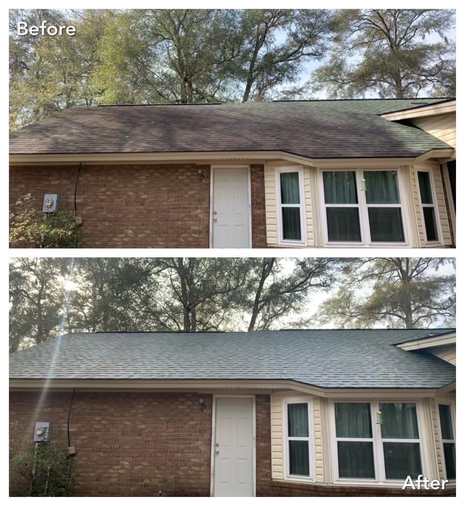 East Greenbush, NY roof wash before and after removing black streak stains