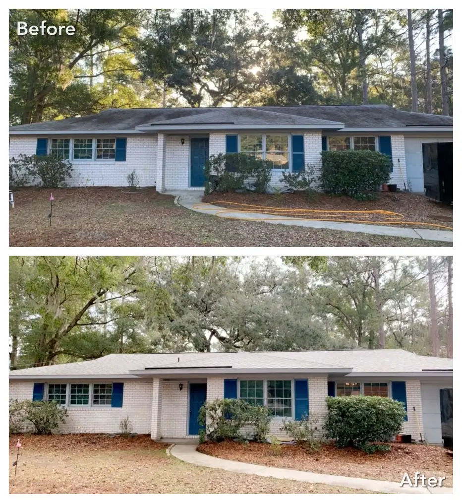 Guilderland, NY roof cleaning before and after clearing black streaking and algae stains