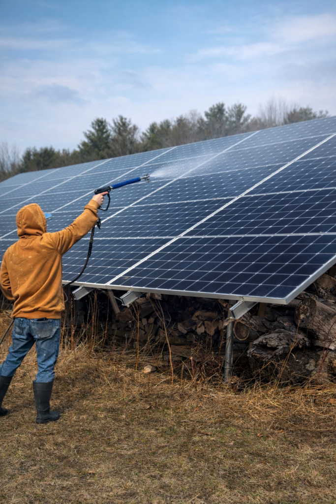 griffin power washing cleaning solar panels in copake ny